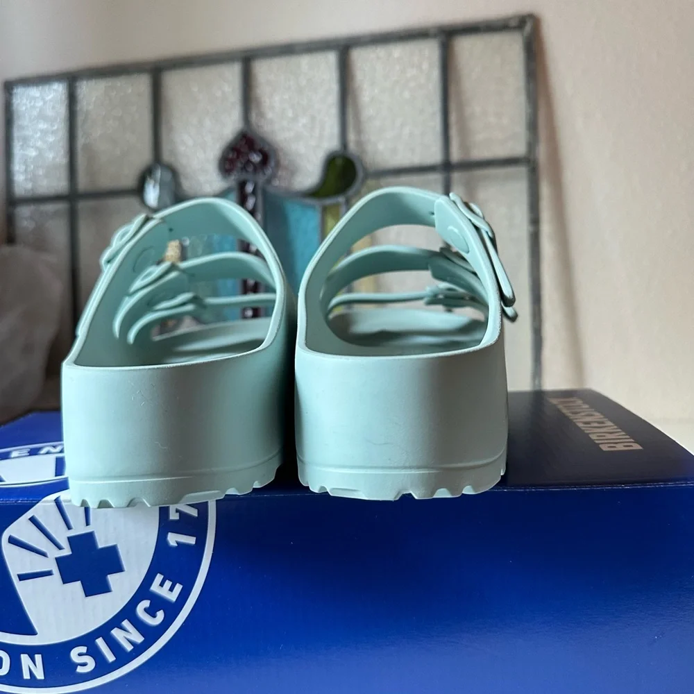 Birkenstock Florida Flex Platform Triple Strap Sandals Surf Green Size 38 (7.5) - Picture 9 of 14